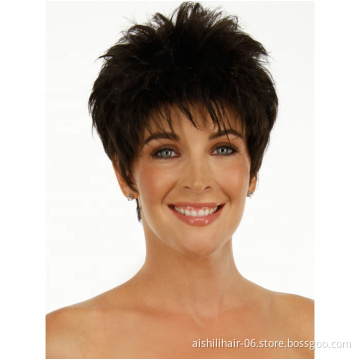 Wholesale New Fashion short Synthetic hair natural straight colors Wigs for Mature women